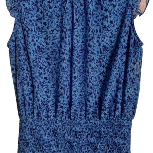 WOMEN'S SHORT SLEEVE COBALT BLUE SMOCKED RUFFLED DRESS SIZE MEDIUM - Picture 4 of 4